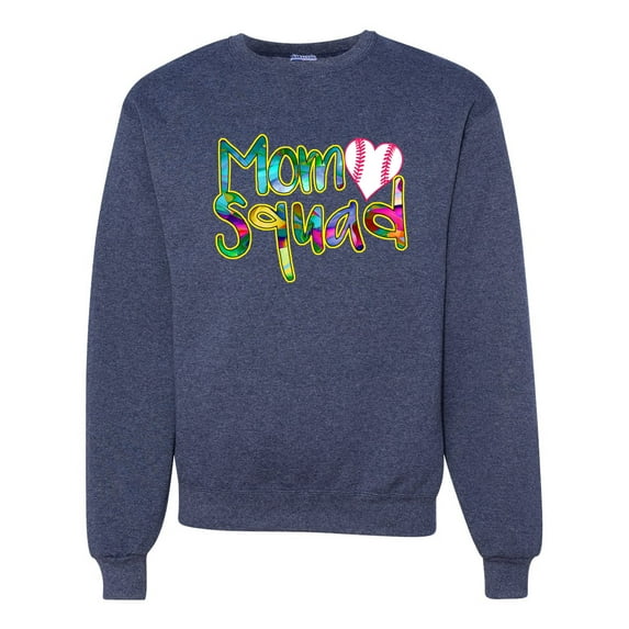 Wild Bobby, Colorful Baseball Mom Squad, Sports, Unisex Crewneck Graphic Sweatshirt, Vintage Heather Navy, XX-Large