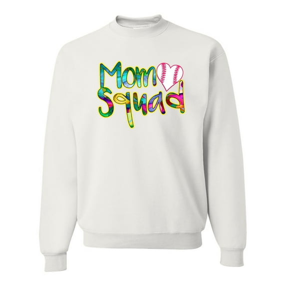 Wild Bobby, Colorful Baseball Mom Squad, Sports, Unisex Crewneck Graphic Sweatshirt, White, Large