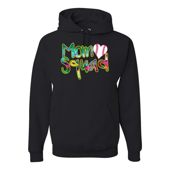 Wild Bobby, Colorful Baseball Mom Squad, Sports, Unisex Graphic Hoodie Sweatshirt, Black, Small