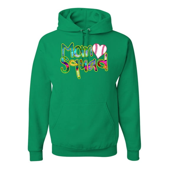 Wild Bobby, Colorful Baseball Mom Squad, Sports, Unisex Graphic Hoodie Sweatshirt, Kelly, X-Large