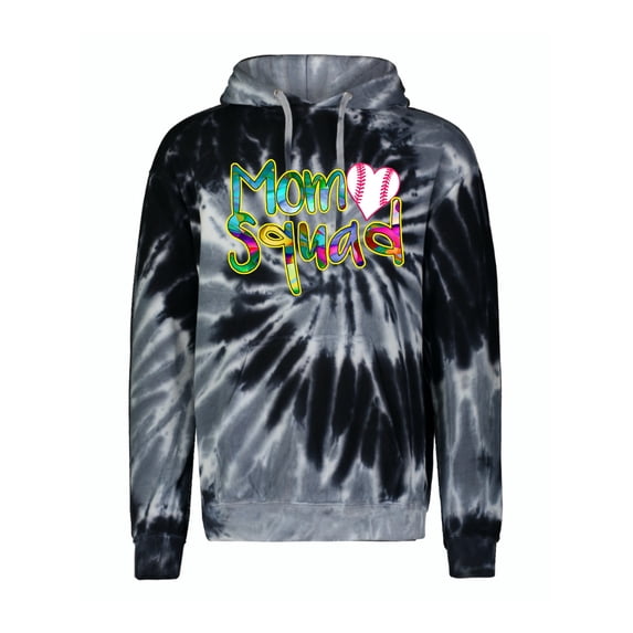 Wild Bobby, Colorful Baseball Mom Squad, Sports, Unisex Graphic Hoodie Sweatshirt, Spiral Black, XX-Large