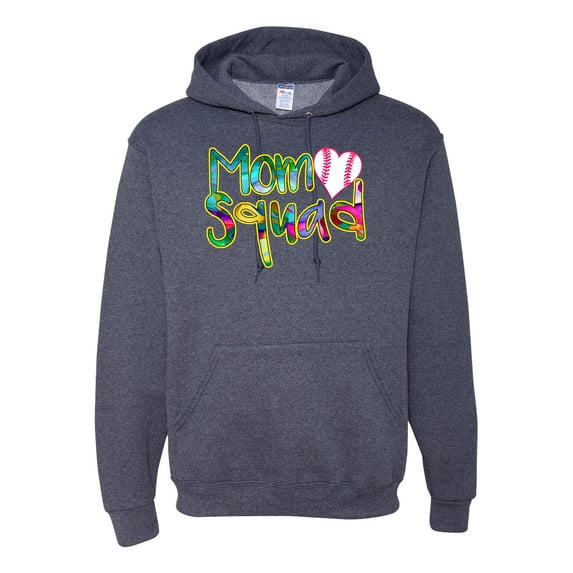 Wild Bobby, Colorful Baseball Mom Squad, Sports, Unisex Graphic Hoodie Sweatshirt, Vintage Heather Navy, Large