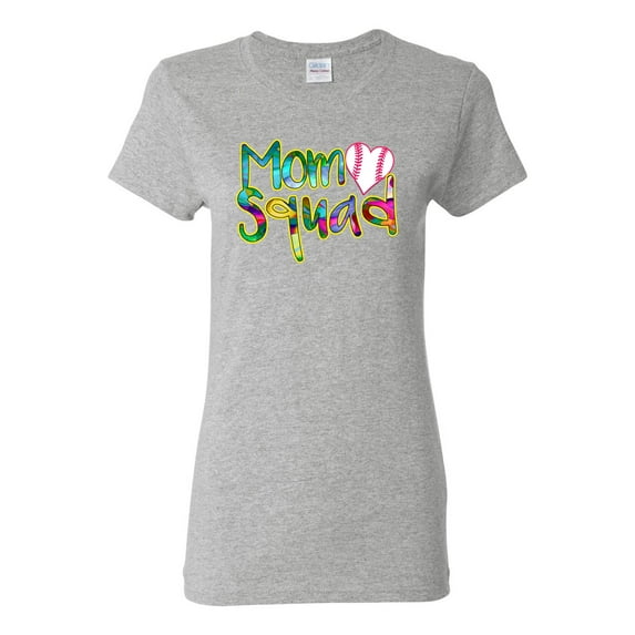Wild Bobby, Colorful Baseball Mom Squad, Sports, Women Graphic Tee, Heather Grey, 3X-Large