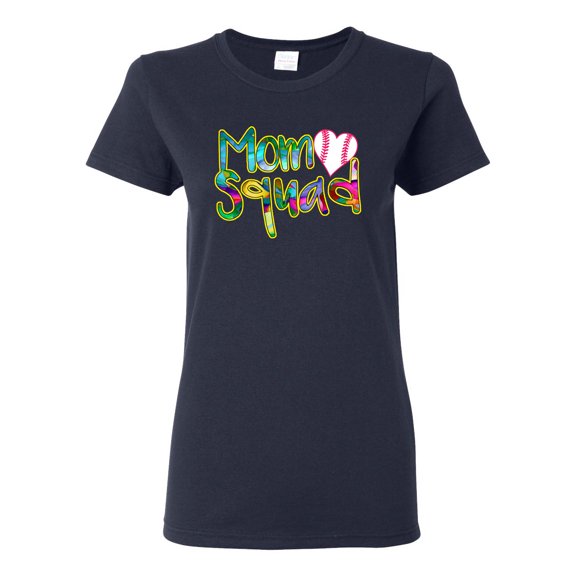 Wild Bobby, Colorful Baseball Mom Squad, Sports, Women Graphic Tee, Navy, X-Large