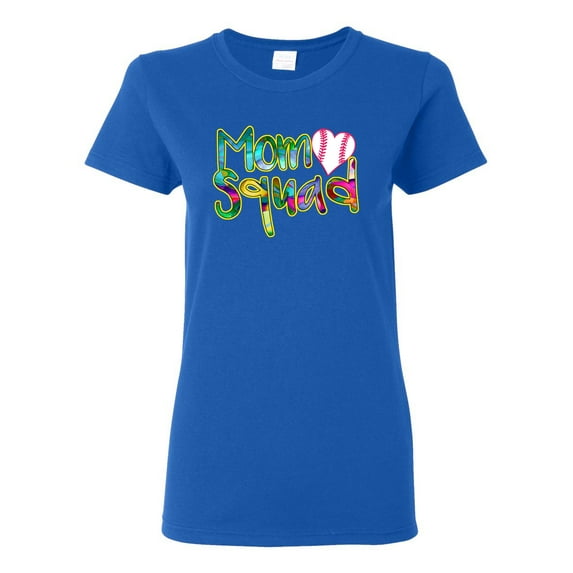 Wild Bobby, Colorful Baseball Mom Squad, Sports, Women Graphic Tee, Royal, X-Large