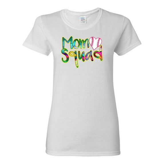 Wild Bobby, Colorful Baseball Mom Squad, Sports, Women Graphic Tee, White, X-Large