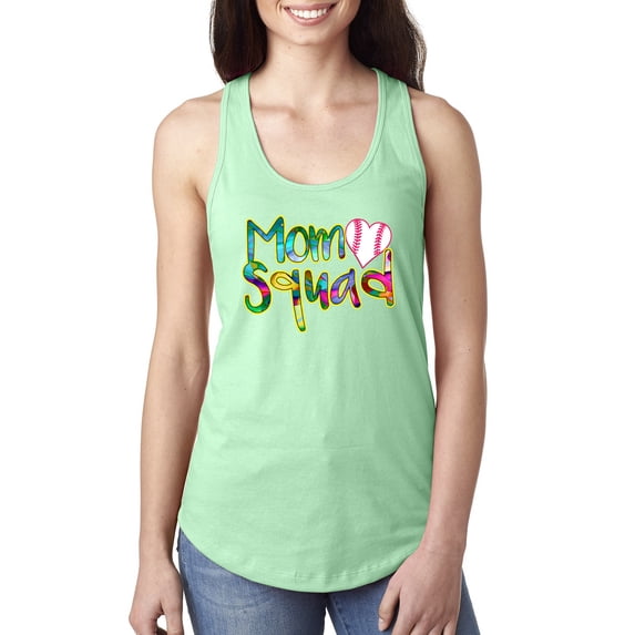 Wild Bobby, Colorful Baseball Mom Squad, Sports, Women Racerback Tank Top, Mint, Large