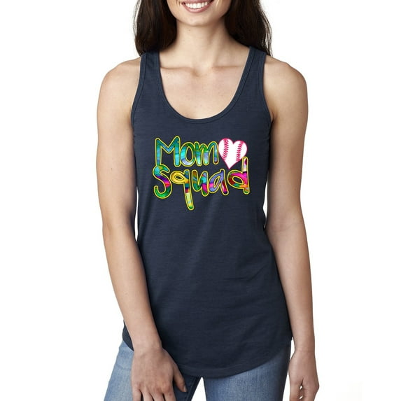Wild Bobby, Colorful Baseball Mom Squad, Sports, Women Racerback Tank Top, Navy, Medium