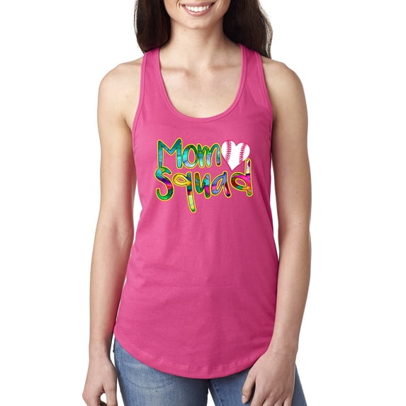 Wild Bobby, Colorful Baseball Mom Squad, Sports, Women Racerback Tank Top, Raspberry, X-Large