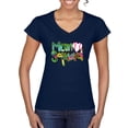 thumbnail image 1 of Wild Bobby, Colorful Baseball Mom Squad, Sports, Women Standard V-Neck Tee, Navy, Small, 1 of 4