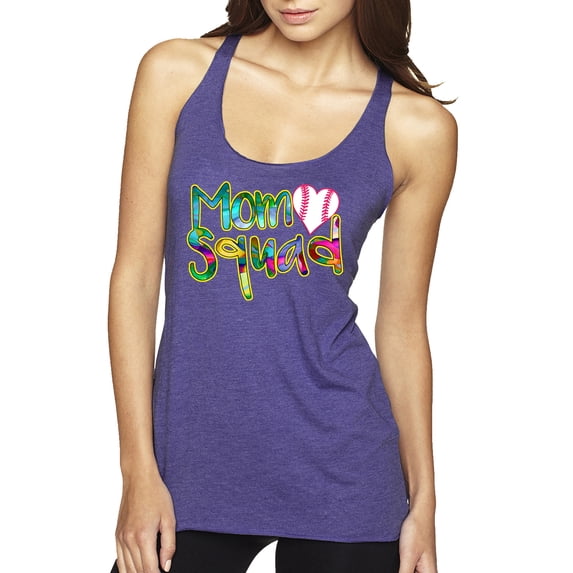 Wild Bobby, Colorful Baseball Mom Squad, Sports, Women Tri-Blend Racerback Tank Top, Purple Rush, Small