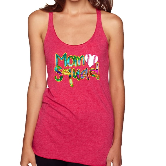 Wild Bobby, Colorful Baseball Mom Squad, Sports, Women Tri-Blend Racerback Tank Top, Shocking Pink, Large