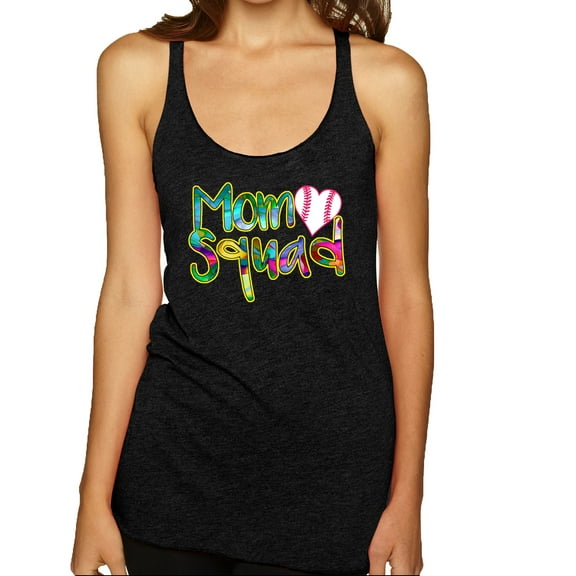 Wild Bobby, Colorful Baseball Mom Squad, Sports, Women Tri-Blend Racerback Tank Top, Vintage Black, X-Large