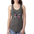 thumbnail image 1 of Wild Bobby, Colorful Butterfly Oh Butterfly On Whispering Wings Animal Lover Ladies Racerback Tank Top, Dark Grey, Small, 1 of 3