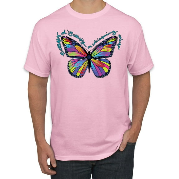 Wild Bobby, Colorful Butterfly Oh Butterfly On Whispering Wings Animal Lover Men's Graphic T-Shirt, Light Pink, 5XL