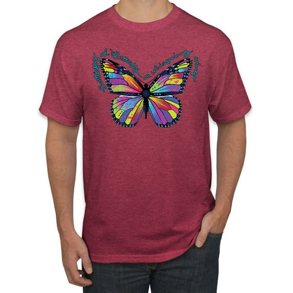 Wild Bobby, Colorful Butterfly Oh Butterfly On Whispering Wings Animal Lover Men's Graphic T-Shirt, Vintage Heather Red, Medium