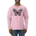 thumbnail image 1 of Wild Bobby, Colorful Butterfly Oh Butterfly On Whispering Wings Animal Lover Mens Long Sleeve Shirt, Light Pink, Large, 1 of 3