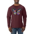 thumbnail image 1 of Wild Bobby, Colorful Butterfly Oh Butterfly On Whispering Wings Animal Lover Mens Long Sleeve Shirt, Maroon, 3XL, 1 of 3