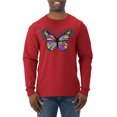 thumbnail image 1 of Wild Bobby, Colorful Butterfly Oh Butterfly On Whispering Wings Animal Lover Mens Long Sleeve Shirt, Red, X-Large, 1 of 3