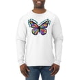 thumbnail image 1 of Wild Bobby, Colorful Butterfly Oh Butterfly On Whispering Wings Animal Lover Mens Long Sleeve Shirt, White, Medium, 1 of 3