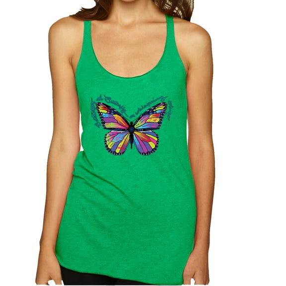 Wild Bobby, Colorful Butterfly Oh Butterfly On Whispering Wings Animal Lover Tri-Blend Racerback Tank Top, Envy, Small