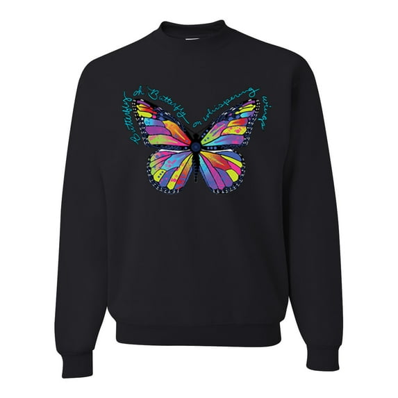 Wild Bobby, Colorful Butterfly Oh Butterfly On Whispering Wings Animal Lover Unisex Crewneck Graphic Sweatshirt, Black, Small