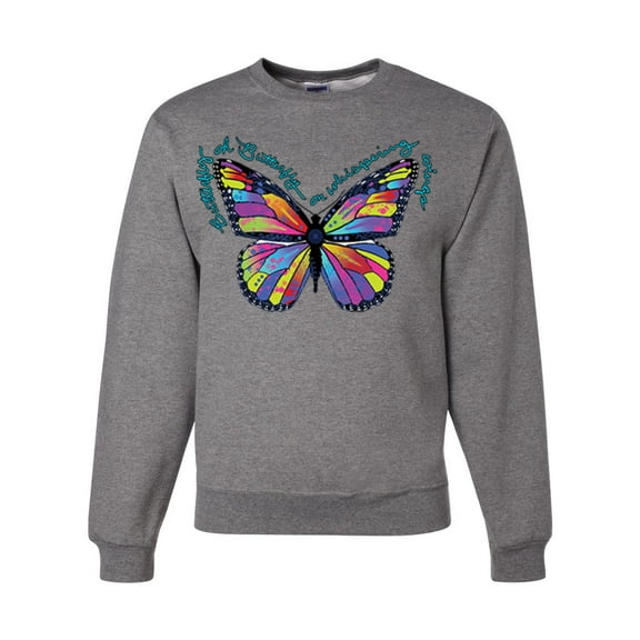Wild Bobby, Colorful Butterfly Oh Butterfly On Whispering Wings Animal Lover Unisex Crewneck Graphic Sweatshirt, Heather Grey, Large