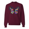 thumbnail image 1 of Wild Bobby, Colorful Butterfly Oh Butterfly On Whispering Wings Animal Lover Unisex Crewneck Graphic Sweatshirt, Maroon, Medium, 1 of 3