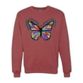 thumbnail image 1 of Wild Bobby, Colorful Butterfly Oh Butterfly On Whispering Wings Animal Lover Unisex Crewneck Graphic Sweatshirt, Vintage Heather Red, 2XL, 1 of 3