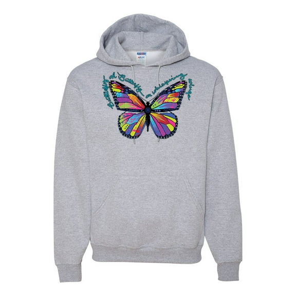 Wild Bobby, Colorful Butterfly Oh Butterfly On Whispering Wings Animal Lover Unisex Graphic Hoodie Sweatshirt, Heather Grey, X-Large