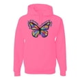 thumbnail image 1 of Wild Bobby, Colorful Butterfly Oh Butterfly On Whispering Wings Animal Lover Unisex Graphic Hoodie Sweatshirt, Neon Pink, Small, 1 of 3