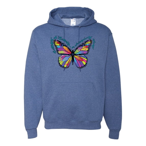 Wild Bobby, Colorful Butterfly Oh Butterfly On Whispering Wings Animal Lover Unisex Graphic Hoodie Sweatshirt, Vintage Heather Blue, X-Large