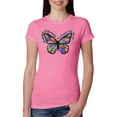 thumbnail image 1 of Colorful Butterfly Oh Butterfly On Whispering Wings Animal Lover Womens Slim Fit Junior Tee, Hot Pink, Small, 1 of 3