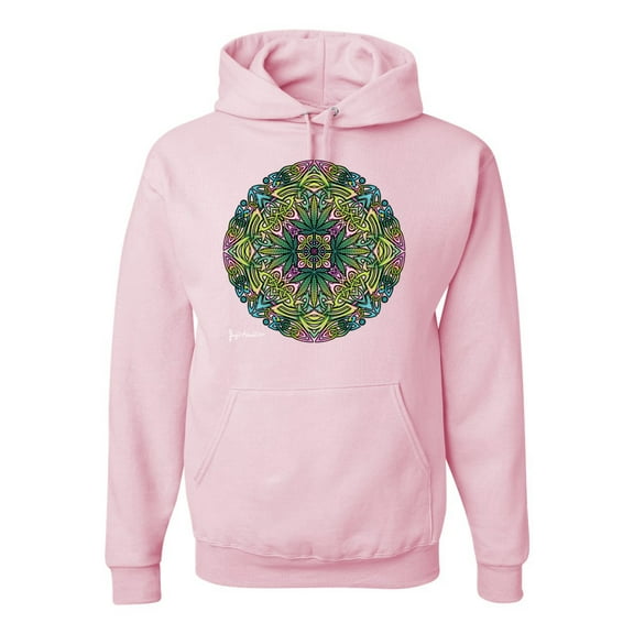 Wild Bobby, Colorful Celtic Style Knot Leaves, Unisex Graphic Hoodie Sweatshirt, Light Pink, X-Large