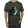 thumbnail image 1 of Wild Bobby, Colorful Cosmic Neon Astronaut Lunar Spaceman Moon Galaxy, Fashion, Men Graphic Tee, Military Green, XX-Large, 1 of 4