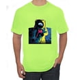 thumbnail image 1 of Wild Bobby, Colorful Cosmic Neon Astronaut Lunar Spaceman Moon Galaxy, Fashion, Men Graphic Tee, Safety Green, 5X-Large, 1 of 4