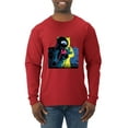 thumbnail image 1 of Wild Bobby, Colorful Cosmic Neon Astronaut Lunar Spaceman Moon Galaxy, Fashion, Men Long Sleeve Shirt, Red, X-Large, 1 of 4