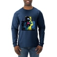 thumbnail image 1 of Wild Bobby, Colorful Cosmic Neon Astronaut Lunar Spaceman Moon Galaxy, Fashion, Men Long Sleeve Shirt, Vintage Heather Navy, Medium, 1 of 4
