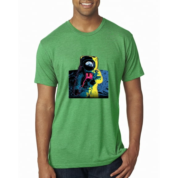 Wild Bobby, Colorful Cosmic Neon Astronaut Lunar Spaceman Moon Galaxy, Fashion, Men Premium Tri Blend Tee, Envy, Medium