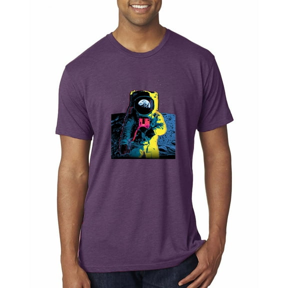 Wild Bobby, Colorful Cosmic Neon Astronaut Lunar Spaceman Moon Galaxy, Fashion, Men Premium Tri Blend Tee, Vintage Purple, Medium