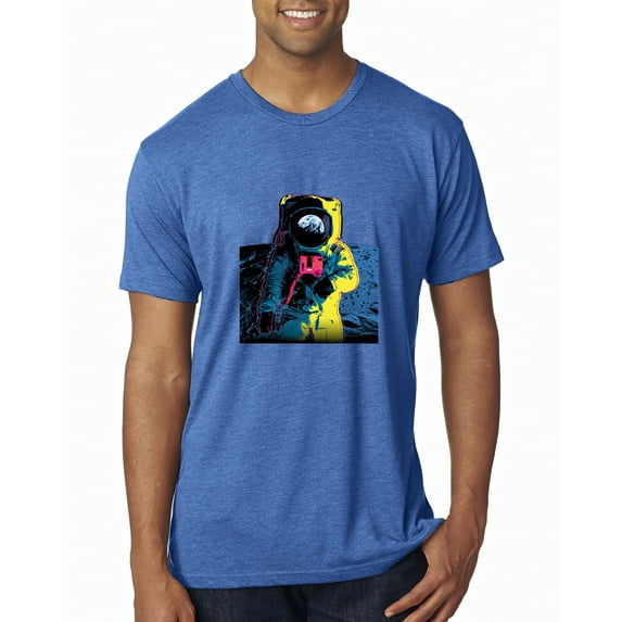 Wild Bobby, Colorful Cosmic Neon Astronaut Lunar Spaceman Moon Galaxy, Fashion, Men Premium Tri Blend Tee, Vintage Royal, Large