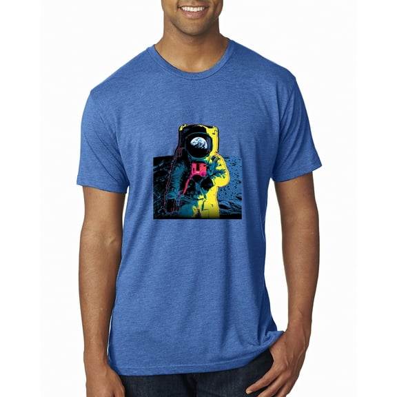 Wild Bobby, Colorful Cosmic Neon Astronaut Lunar Spaceman Moon Galaxy, Fashion, Men Premium Tri Blend Tee, Vintage Royal, Large