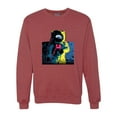 thumbnail image 1 of Wild Bobby, Colorful Cosmic Neon Astronaut Lunar Spaceman Moon Galaxy, Fashion, Unisex Crewneck Graphic Sweatshirt, Vintage Heather Red, Medium, 1 of 4