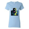 thumbnail image 1 of Wild Bobby, Colorful Cosmic Neon Astronaut Lunar Spaceman Moon Galaxy, Fashion, Women Graphic Tee, Light Blue, 3X-Large, 1 of 4
