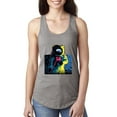 thumbnail image 1 of Wild Bobby, Colorful Cosmic Neon Astronaut Lunar Spaceman Moon Galaxy, Fashion, Women Racerback Tank Top, Heather Grey, Small, 1 of 4