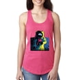 thumbnail image 1 of Wild Bobby, Colorful Cosmic Neon Astronaut Lunar Spaceman Moon Galaxy, Fashion, Women Racerback Tank Top, Hot Pink, Large, 1 of 4