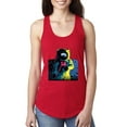 thumbnail image 1 of Wild Bobby, Colorful Cosmic Neon Astronaut Lunar Spaceman Moon Galaxy, Fashion, Women Racerback Tank Top, Red, Small, 1 of 4