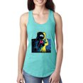thumbnail image 1 of Wild Bobby, Colorful Cosmic Neon Astronaut Lunar Spaceman Moon Galaxy, Fashion, Women Racerback Tank Top, Tahiti Blue, X-Large, 1 of 4