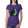 thumbnail image 1 of Wild Bobby, Colorful Cosmic Neon Astronaut Lunar Spaceman Moon Galaxy, Fashion, Women Slim Fit Junior Tee, Purple Rush, Small, 1 of 4