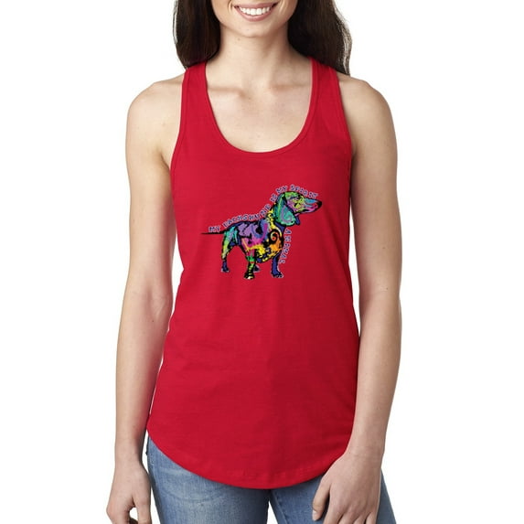 Wild Bobby, Colorful Dachshund Is My Spirit Animal Lover Ladies Racerback Tank Top, Red, Large